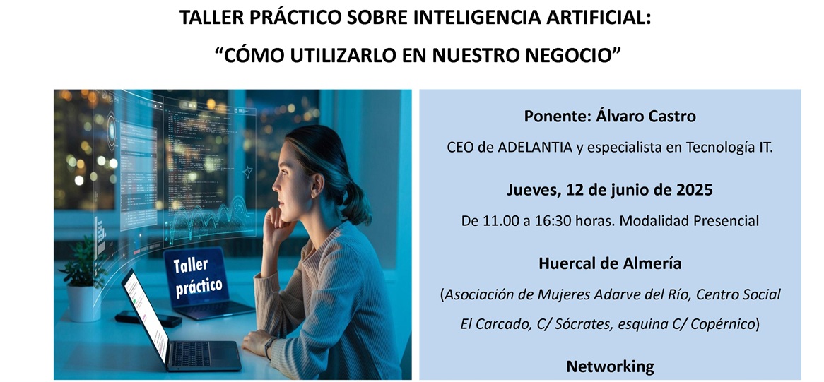 ALMUR impulsa la formación en Inteligencia Artificial para empresarias con dos nuevas fechas en Huércal de Almería y Adra